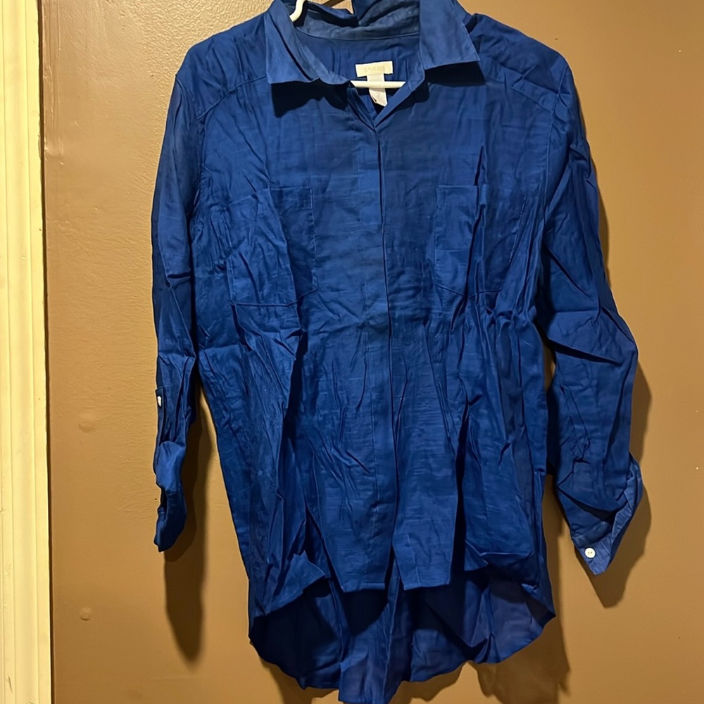 Gently Used 2 Mesh Button Up Shirts - image 2